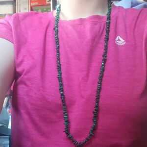 Green Beaded Malachite Chip Necklace